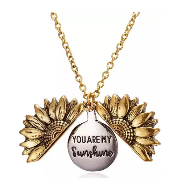 Collar Girasol Sunshine + Pendientes Aritos mas Caja REGALO DP